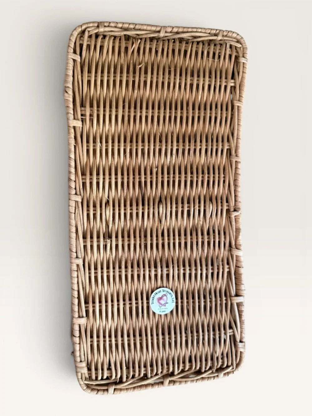 Vintage Tender Heart Treasures Handwoven Tissue Box/Organizer Basket Combo 1995